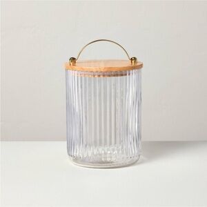 53oz Fluted Glass Storage Canister set with Wood Lid - Hearth & Hand Magnolia